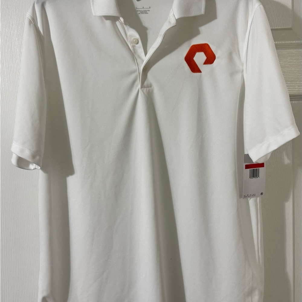Nike White and Orange Polo Shirt Classic Design